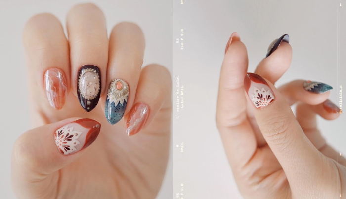 秋冬美甲_秋冬指甲_顯白秋冬美甲.